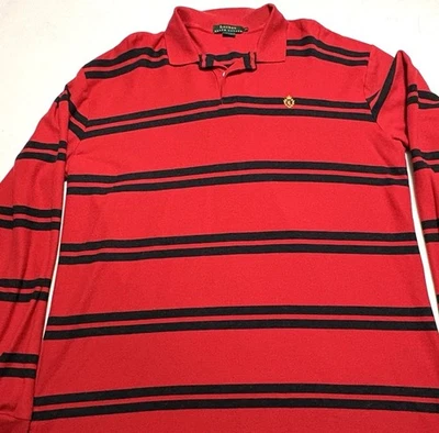 LRL Lauren Ralph Lauren Polo унисекс XL LS черная красная рубашка красная вафля плетение логотип - Изображение 1 из 4