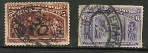 Sc #234 235 SON PHILADELPHIA NEWARK Town Cancel 5-6 Cent Columbian 1893 US 19B83 - Picture 1 of 3