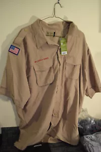 Boy Scout VENTED Quick Dry MICROFIBER Uniform SOFT Shirt MENS 3XL Tan NEW Rare - Picture 1 of 10