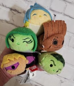Lot of 5 Disney Mini Tsum Tsum - Inside Out Disgust Joy groot Hulk Hawkeye