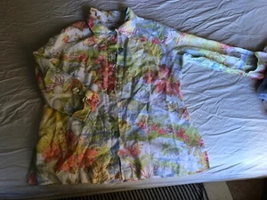 Got Cotton Jacket Top 100 Percent Linen Floral M L - Picture 1 of 6