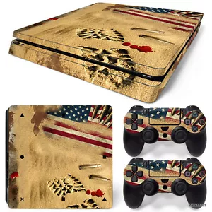 Console PS4 Slim Playstation 4 pelle adesivo decalcomania Desert War USA design personalizzato - Foto 1 di 3