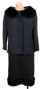 Vintage 1960’s Seymour Paisin 2pc Dress Suit Fur Trim Wool Coat S/M ILWGU Union - Picture 1 of 15