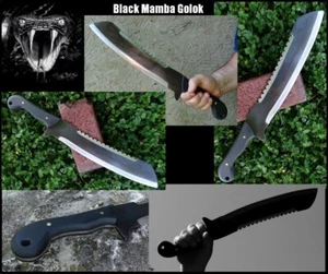 UBR CUSTOM HANDMADE HIGH CARBON STEEL BLACK MAMBA GOLOK MACHETE WITH SHEATH - Picture 1 of 1