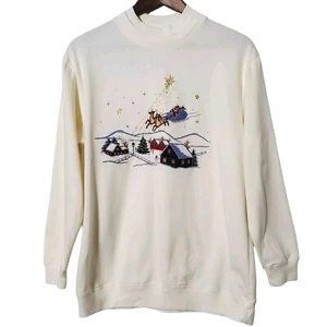 Bobbie Brooks Ugly Christmas Sweatshirt Size S Santa Christmas Eve Womens - Picture 1 of 13