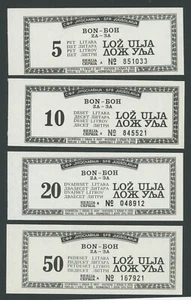 🔴YUGOSLAVIA 5, 10, 20 & 50 Litar ND1980s UNC Coupons for FUEL OIL🔴 - Picture 1 of 1