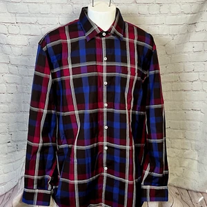 Tommy Bahama XXL Azul Blanco Granate Rayas Bolsillo Botón Frontal Manga Larga - Imagen 1 de 5