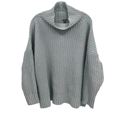AERIE Women’s Sz M Light Blue Mock/High Neck Chunky Knit Oversized Boxy Sweater - Image 1 of 4