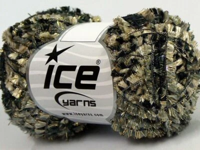Gilded Marble Metallic Flag Yarn - Ice 70903 Black Gold Cream Grey 50gr 120yds