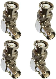 4 Pack BNC Male to Female Right Angle Adapter Gold-Pin Coaxial Cable Connector - Picture 1 of 1