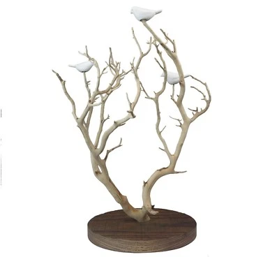 Hand Carved White Porcelain Birds in Tree Tabletop Figurine Stiles In Clay 18"H - Image 1 of 4