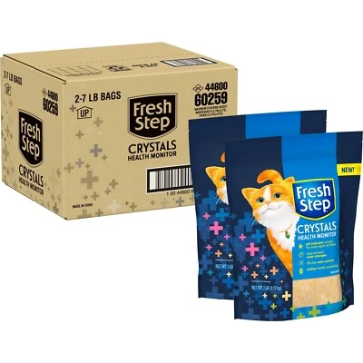 Fresh Step Crystals Health Monitoring Cat Litter, Unscented, 2 Pack of 7lb Bags