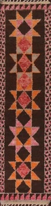 Geometric Tribal Moroccan Oriental Runner Rug Hand-knotted Carpet 2' 5" x 12' 3" - Picture 1 of 12