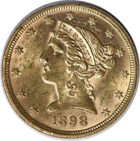 1898 $5 Gold Liberty Head BU Uncertified #1119 Cover