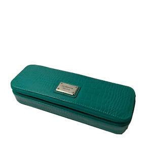 Liz Claiborne Teal green  Croc Embossed Faux Patent Leather Carry your Jewelry