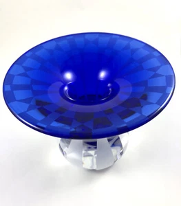 Gary Genetti Signed Art Glass Royal Blue 4 1/4" Intricate Etching Rare Small - Picture 1 of 7