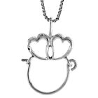 Sterling Silver Heart Charm Holder Pendant, Italian Box Chain