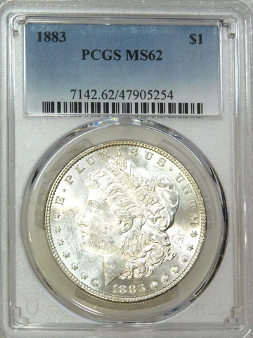 1883 P Morgan Silver Dollar PCGS MS62 Original White & Frosty Just Graded #E434C Cover