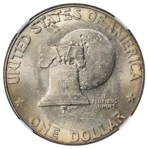1976-D Eisenhower Dollar IKE NGC MS-65 Reverse Struck Thru Mint Error Through - Picture 1 of 7
