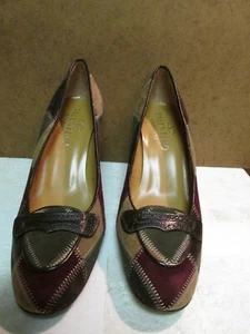 Valentino Garavani Lady's Multi-colored Classic Patchwork Suede Pumps 37.5 NEW - Picture 1 of 7