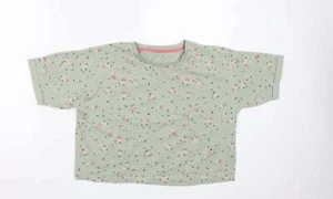 George Girls Green Floral Cotton blend Cropped T-Shirt Size 12-13 Years - Picture 1 of 12