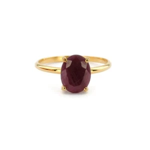 2.24 Ct Ruby Solitaire Ring 10k Solid Yellow Gold - Picture 1 of 4