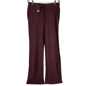 Monrow Sweatpants Women's Sz XL Maroon Waffle Knit Wide Leg High Rise Nwt - Picture 1 of 10