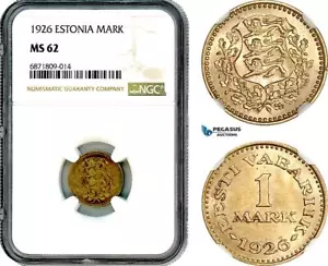 AJ053, Estonia, 1 Mark 1926, NGC MS62 - Picture 1 of 1