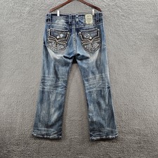 Rock Revival Leif Jeans Men's size 36 x 32 36x32 Stretch Boot 6549 Flap Pocket