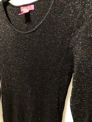 Vintage Black Multicolor Knit Bodycon Maxi Stretch Sparkly Slim Dress Catherine - Image 1 of 4
