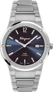 Salvatore Ferragamo SFDT01320 F-80 Classic blau silber Edelstahl Herren Uhr NEU - Bild 1 von 7