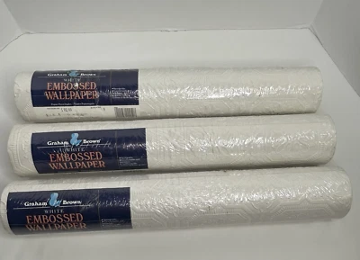 3 Rolls Graham & Brown Embossed White Wallpaper S952AA 11 Yds X 20.5 In Ea - Image 1 of 4