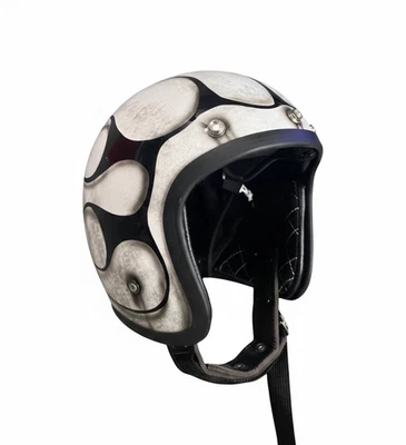 Casco de motocicleta vintage cara abierta Slimhead TX500 pátina 3D llama retro Foto 1 de 3