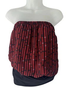Anfang der 2000er Jahre SELE elegantes ärmelloses rot schwarzes Muster Damen Top Größe Small - Bild 1 von 7
