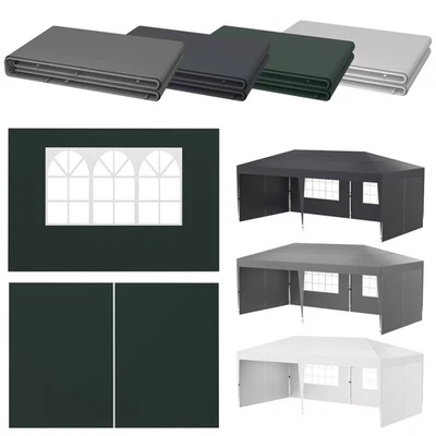MARKENLOS 6-tlg. Seitenteile Set für Pavillon Gartenzelt 3x6m Fenster Seitenwand 4 Farben