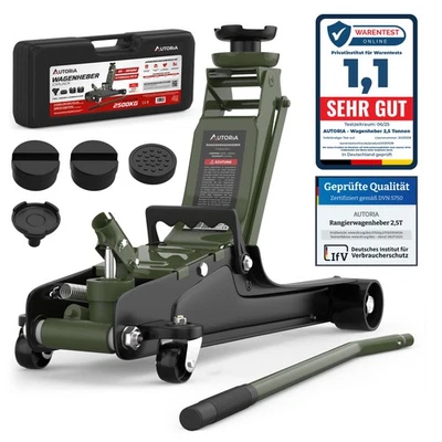 Wagenheber 2.5T Olivgrün hydraulisch Flach – Rangierwagenheber PKW Autoheber - Bild 1 von 4