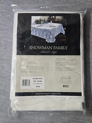 Heritage Lace Christmas Snowman Family Tablecloth 52"x70" Rectangle White - Image 1 of 4