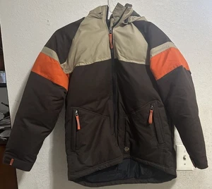 Old NAVY Puffer Brown Orange Cream Mens Coat Size L - Picture 1 of 8