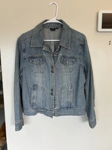 Sonoma women's denim blue jean jacket button up size L excellent condition - Picture 1 of 3
