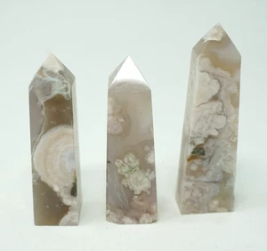 Lote de 3 Obelisco Cristal Cuarzo Punta Torre Ágata Flor Natural Curación 212g - Imagen 1 de 7