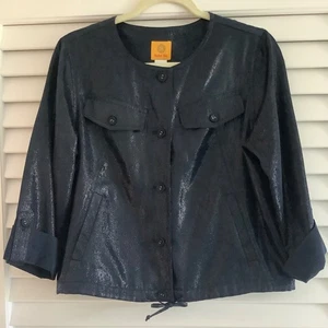 RUBY RED Navy Shimmer Button Down Lined Jacket NWOT Size 10 - Picture 1 of 7