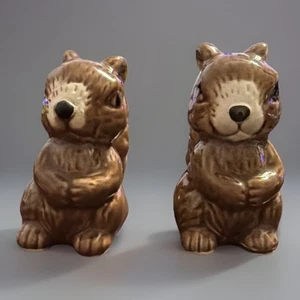 Vtg Squirrel Salt & Pepper Shakers & Stopper Plugs - Picture 1 of 4