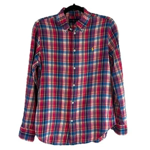 Ralph Lauren Shirt Colorful Pink Plaid Pony Button Up Soft LS Boys Youth Sz 12 - Picture 1 of 15
