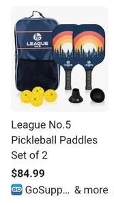 League No.5 Pickleball Set 2 Schläger 4 Bälle Tragetasche - Bild 1 von 6