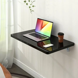 Black Wall Mounted High Gloss Folding Table 23.6" L x 15.7" W, Laundry Foldin... - Picture 1 of 8