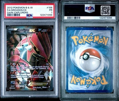 PSA 1 2012 POKEMON B & W FA/GROUDON EX DARK EXPLORERS # 106 - POP 1 - Image 1 of 2