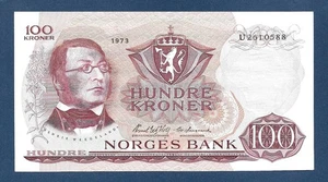 (DN) Norway 100 Kroner 1973 P-38g AU - Picture 1 of 2