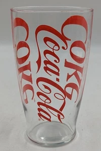 Vintage Coca-Cola COKE Large Drinking Glass Clear With Red Logos 32 oz. - Picture 1 of 4