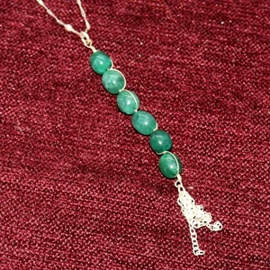 925 Silver Plated Large Simulated Emerald Beaded Necklace Gemstone 18" GW - Picture 1 of 3