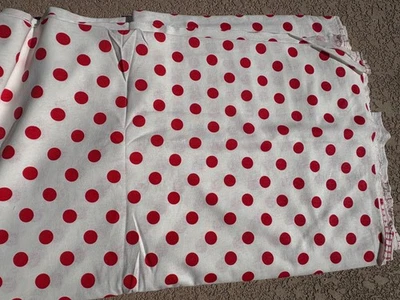 2 Pieces 3 1/4 yd and 4 yards White, Red Polka Dot soft Jersey Knit Fabric New - Image 1 of 3